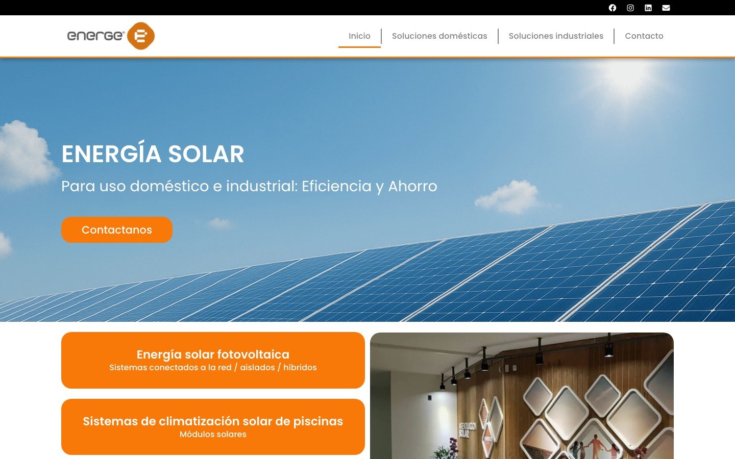 Captura del ecommerce de Energe desarrollado por MSA Projects (energe.com.ar)