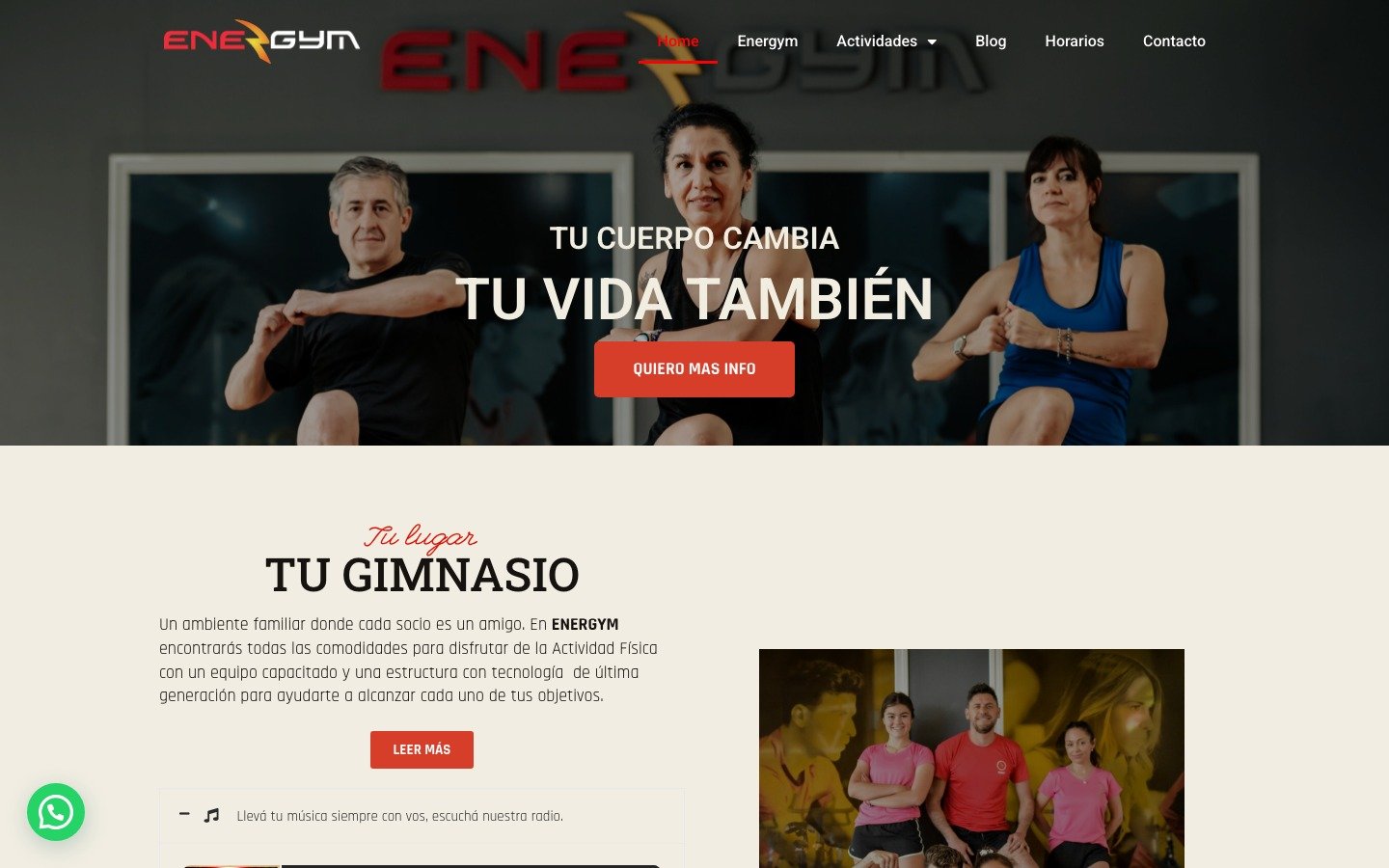 Captura del sitio de Energym desarrollado por MSA Projects