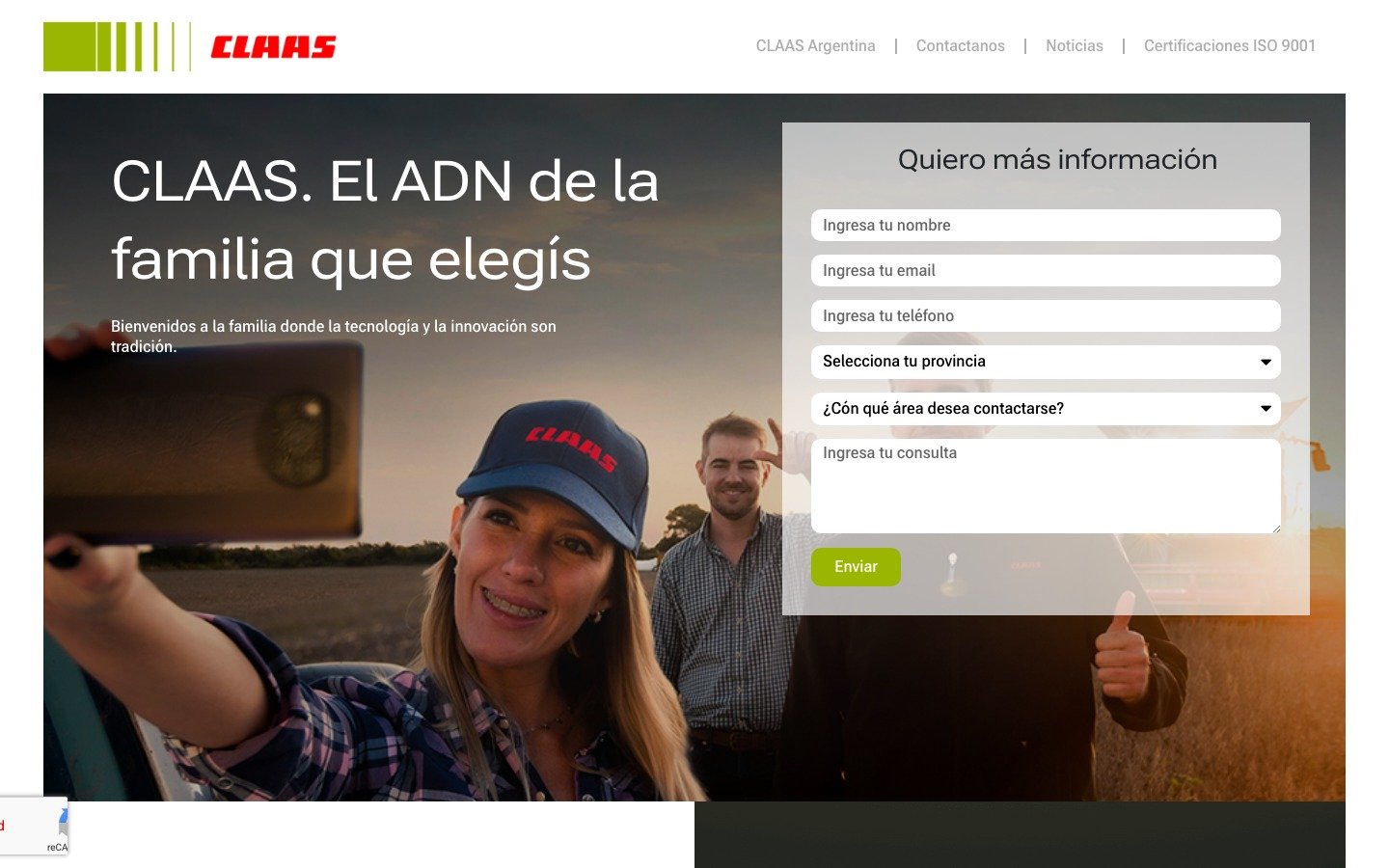 Captura del sitio de Familia Claas desarrollado por MSA Projects