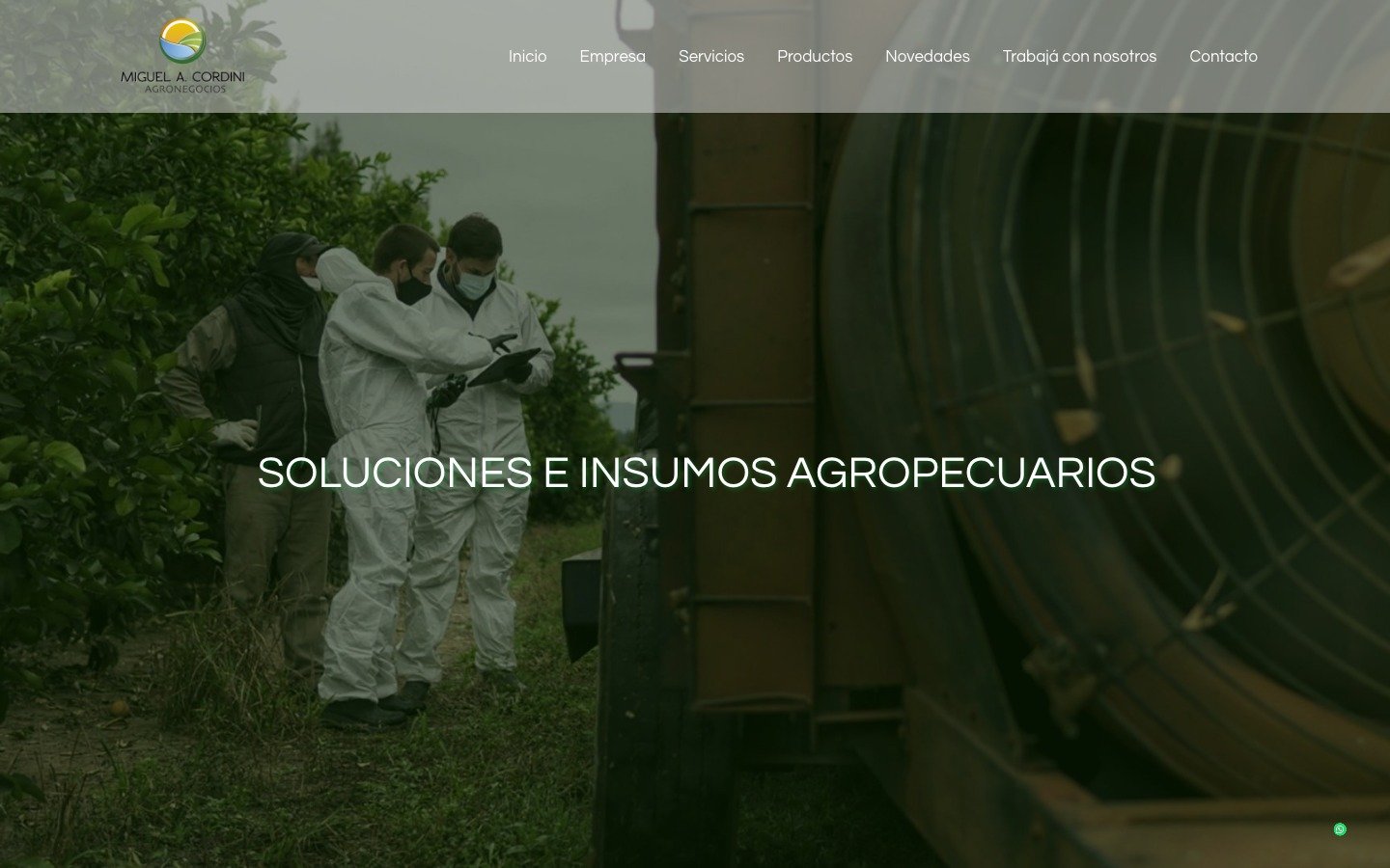 Captura del sitio de Mac Agronegocios (Miguel Cordini) desarrollado por MSA Projects