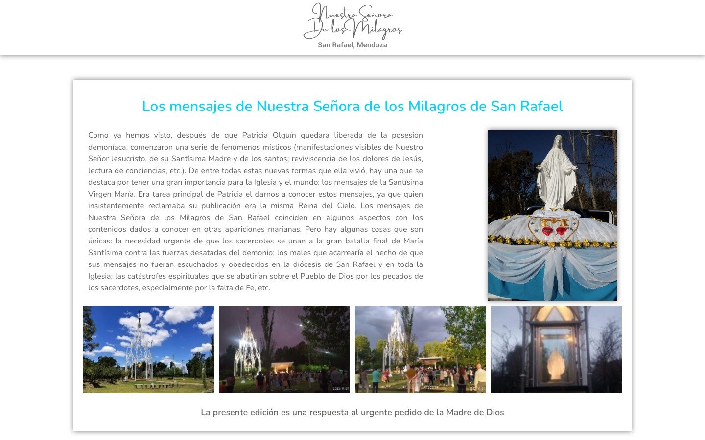 Captura del sitio de Señora de los Milagros desarrollado por MSA Projects