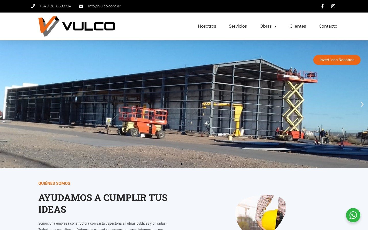 Captura del sitio de Vulco desarrollado por MSA Projects